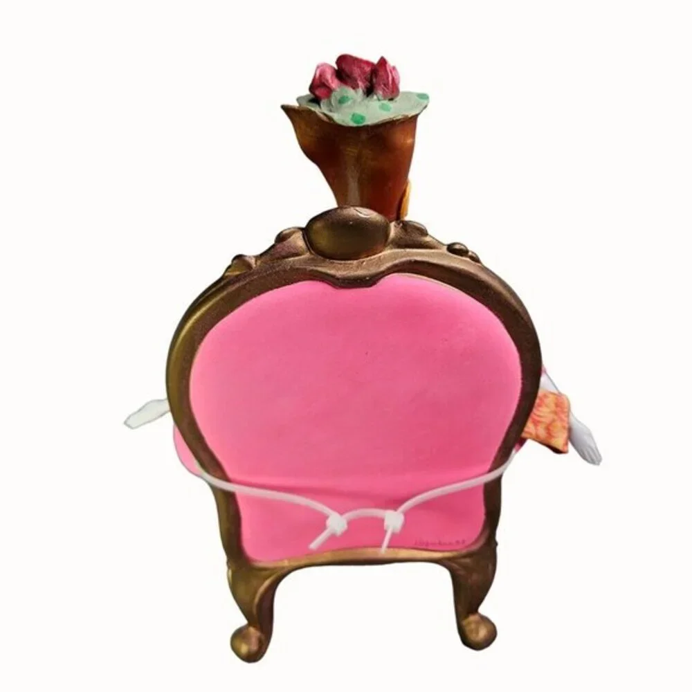 Poupee Millet Art Doll Floral Dress With Headpiece On Pink Chair Signed Vtg READ
